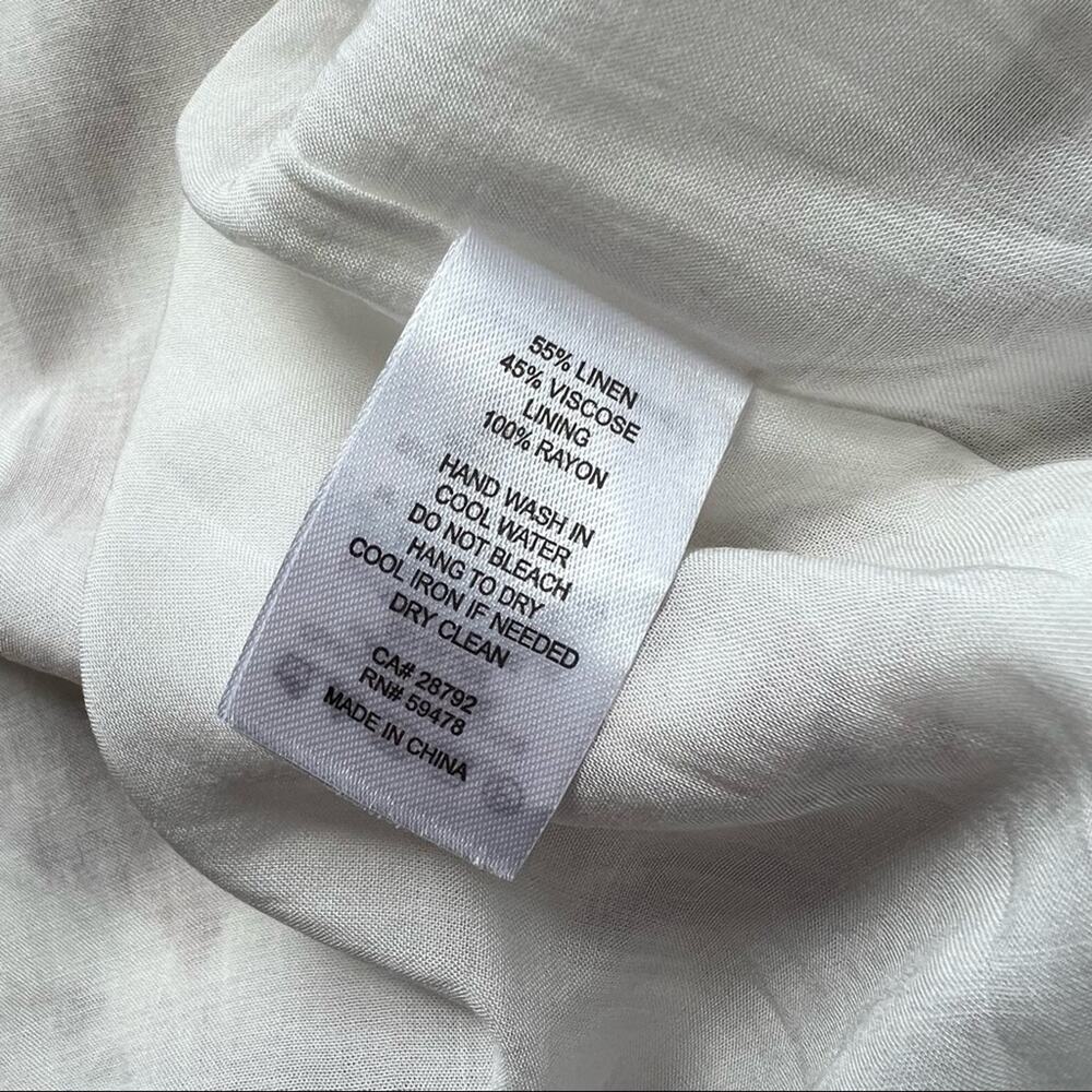 House Of Harlow 1960 White Pink Linen Blend Long Puff Sleeves Midi Dress Medium - Picture 9 of 9
